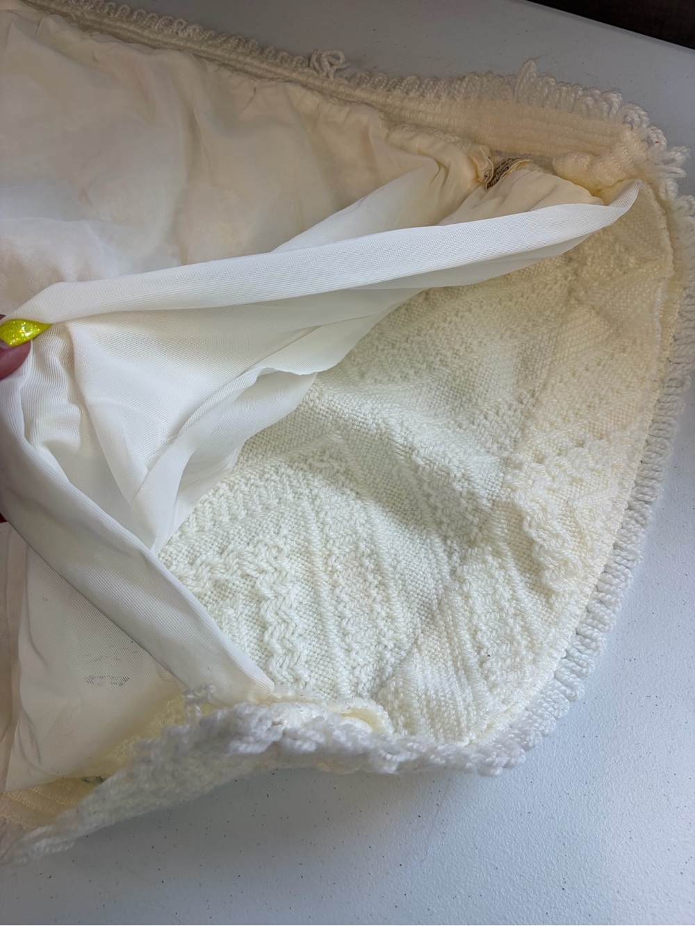 Vintage Eatons Standard Pillow Case Sham Set Acrylic Boho Cottagecore Off White - Picture 9 of 14